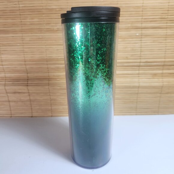 Starbucks Tumbler Cup Holiday 2019 Green Glitter Travel Mug 16oz Hot or Cold - Picture 5 of 10